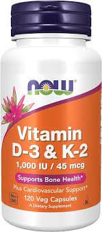Nowfoods Vitamin D3 & K2 1000Iu/ 45Mcg x 120 Capsules