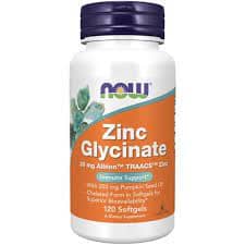 NowFoods Zinc Glycinate with Pumpkin Seed Oil x 120 Capsules