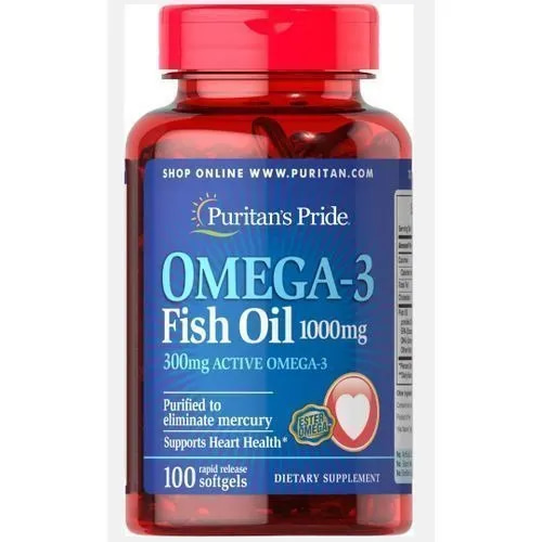 Puritans Pride Omega 3 Fish Oil 1000Mg x 100 Softgels