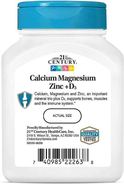 21st Century Calcium Magnesium Zinc plus D3 x 90 Tablets
